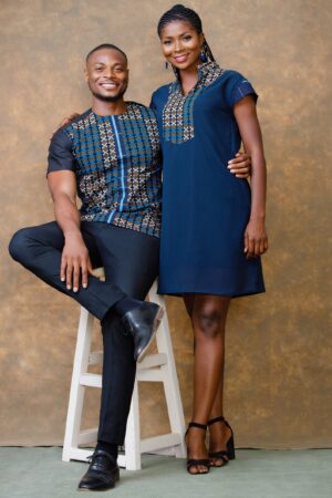 Black Kente Men's African Print Cotton Easy-Wear Ankara Shirt by Zedi Embrace Cultural Elegance