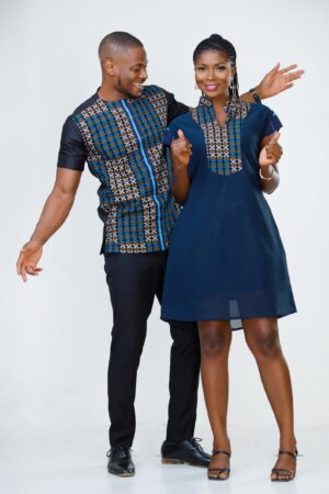 Black Kente Men's African Print Cotton Easy-Wear Ankara Shirt by Zedi Embrace Cultural Elegance