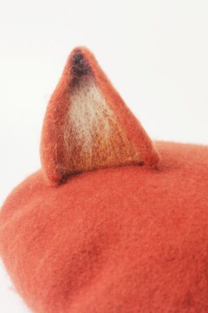 Enchanting Fox Beret Handmade Wool Felted Beret with Playful Fox Ears