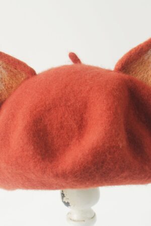 Enchanting Fox Beret Handmade Wool Felted Beret with Playful Fox Ears