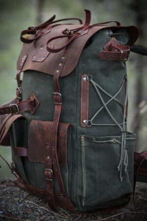 Bushcraft Backpack Canvas-Leather Adventure Companion for Hikers and Campers