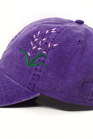 Embroidered Lavender Baseball Cap Purple Blue Floral Washed Cotton Summer Hat