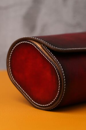 Exquisite Burgundy Veg-Tan Leather Watch Roll Protect Your Timepieces in Style