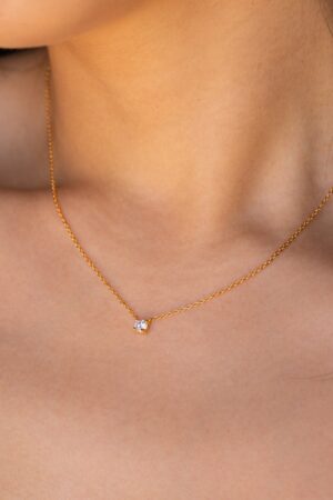 Captivating Diamond Solitaire Necklace A Minimalist Masterpiece for Bridesmaids and Special Occasions (NR048)