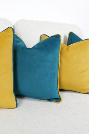 Luxurious Velvet Scatter Cushion Covers A Symphony of Teal, Kingfisher, and Contrasting Piping