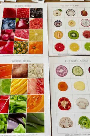 Montessori-Inspired Fruit and Veggie Matching Cards Explore the World of Produce Inside and Out