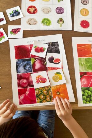 Montessori-Inspired Fruit and Veggie Matching Cards Explore the World of Produce Inside and Out