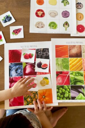 Montessori-Inspired Fruit and Veggie Matching Cards Explore the World of Produce Inside and Out