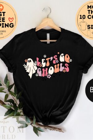 Hauntingly Chic "Let's Go Ghouls" Vintage Halloween T-shirt for Spooky Season