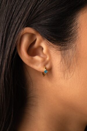 Birthstone Huggies Minimalist Gold Hoops with Custom Birthstone, Perfect Gift for Mom (ER094)