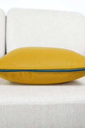 Luxurious Velvet Scatter Cushion Covers Mustard Yellow with Contrasting Piping