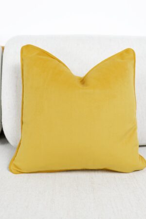 Luxurious Velvet Scatter Cushion Covers Mustard Yellow with Contrasting Piping