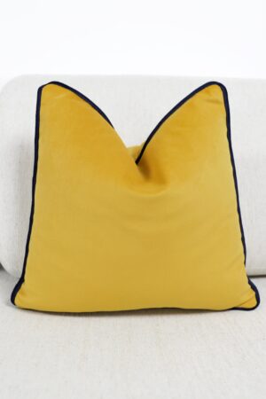 Luxurious Velvet Scatter Cushion Covers Mustard Yellow with Contrasting Piping