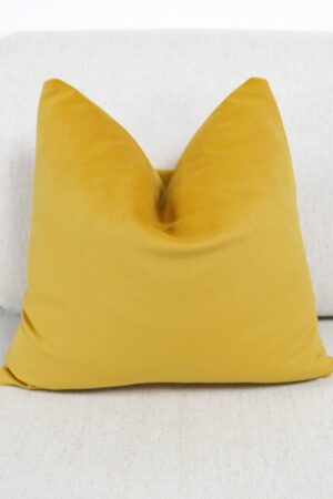 Luxurious Velvet Scatter Cushion Covers Mustard Yellow with Contrasting Piping