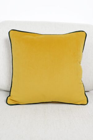 Luxurious Velvet Scatter Cushion Covers Mustard Yellow with Contrasting Piping