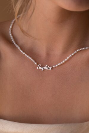 Caitlyn Minimalist Personalized Pearl Name Necklace Custom Dainty Choker with Minimalist Pearl Jewelry - Perfect Gift for Her (NM103F97)