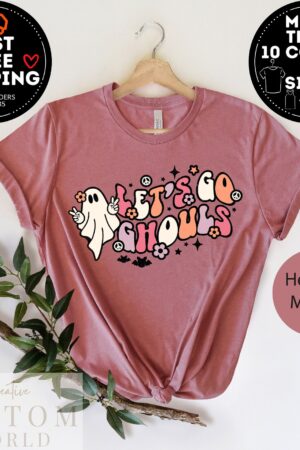 Hauntingly Chic "Let's Go Ghouls" Vintage Halloween T-shirt for Spooky Season