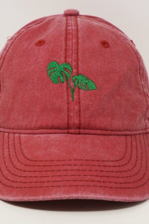 Embroidered Monstera Leaf Baseball Cap Tropical Summer Style with Washed Cotton Comfort