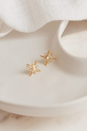 Starburst Stud Earrings Minimalist Opal Statement Jewelry for Her (ER269)