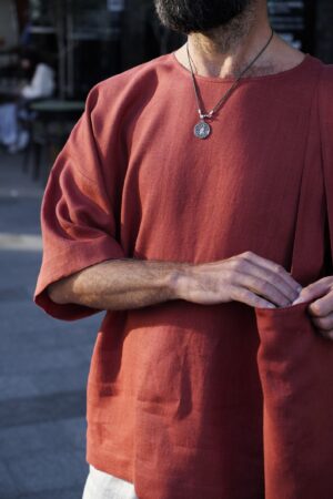 Terracotta Linen Oversized T-Shirt The Epitome of Comfort and Style