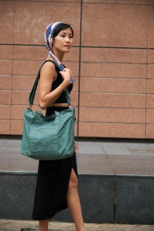 Amsterdam Green 203 Tokyo Tote Water-Resistant Waxed Canvas Crossbody Laptop Bag