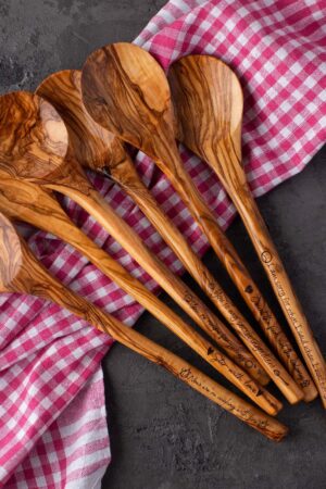 Personalized Engraved Olive Wood Spoons A Unique Kitchen Gift for Her