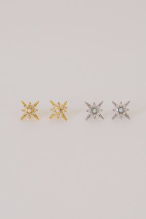 Starburst Stud Earrings Minimalist Opal Statement Jewelry for Her (ER269)