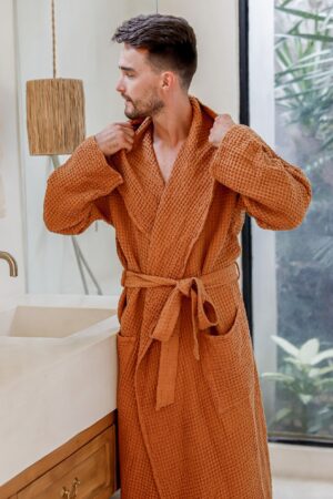 Luxurious Linen Waffle Robe Comfort and Style for Men and Women