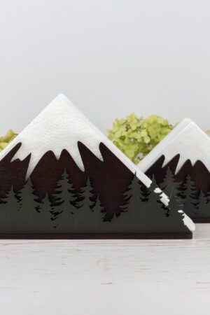 Rustic Mountainscape Wooden Napkin Holder Elevate Your Tabletop with Nature's Charm