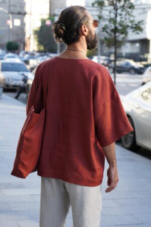 Terracotta Linen Oversized T-Shirt The Epitome of Comfort and Style