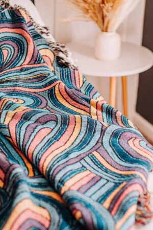 Cozy Up with Retro Vibes Vintage Throw Blanket for Boho Home Decor