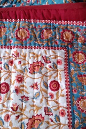 Jaipuri Block Print Quilt Handcrafted Floral Razai for a Vibrant Bedroom