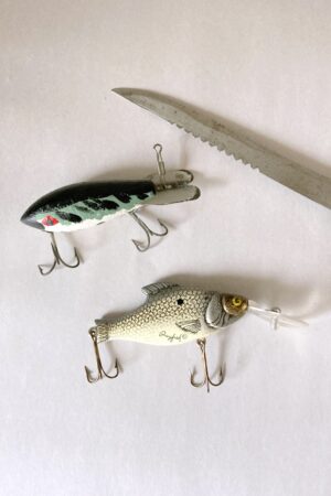 Vintage Heddon Preyfish Series 560 Natural (American) Shad Fishing Lure Plus One Unmarked Refurbished Fishing Lure | Beach House Decor