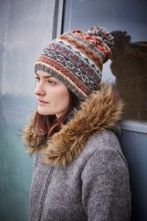 Cozy Fair Isle Winter Knit Hat Ethical Wool Beanie for Women