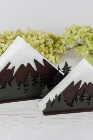 Rustic Mountainscape Wooden Napkin Holder Elevate Your Tabletop with Nature's Charm