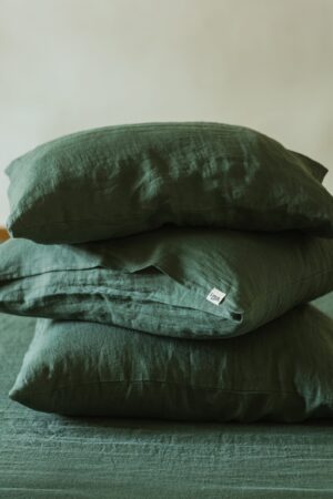 Forest Green Linen Pillowcase Handmade Luxury for Your Bed