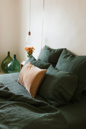 Forest Green Linen Pillowcase Handmade Luxury for Your Bed