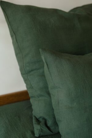 Forest Green Linen Pillowcase Handmade Luxury for Your Bed