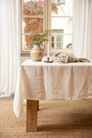 Luxurious Stonewashed Linen Tablecloth Elevate Your Dining Experience with Custom Elegance