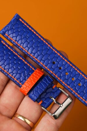 Bespoke Navy Beaver Tail Watch Strap Elevate Your Timepiece with Custom Elegance