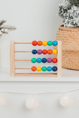 Khaki Ring Stacker Wooden Montessori Toy for Rainbow Nursery Decor