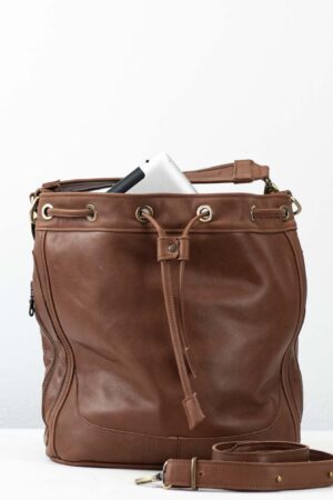 Chocolate Brown Leather Bucket Bag The Danae - Versatile, Stylish, and Practical