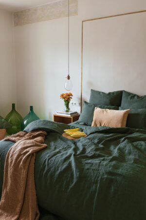 Forest Green Linen Pillowcase Handmade Luxury for Your Bed