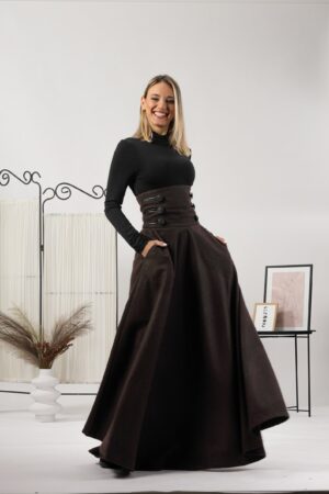 Victorian Wool Maxi Skirt Dark Academia, Steampunk, Edwardian, Plus Size