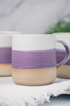 Artisan-Crafted Coffee and Tea Mug A Celestial Dance of White and Purple