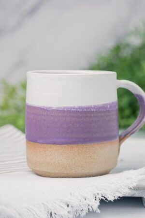 Artisan-Crafted Coffee and Tea Mug A Celestial Dance of White and Purple