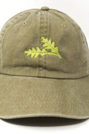 Embroidered Arugula Leaf Baseball Cap Washed Cotton, Curved Brim, Summer Style