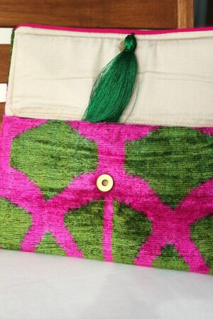 Exquisite Ikat Velvet Clutch A Symphony of Colors for Evening Elegance