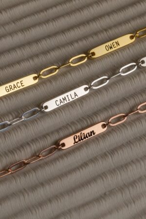 Personalized Name Bar Necklace Engrave Your Love on a Timeless Paperclip Chain