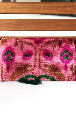 Exquisite Pink Ikat Velvet Clutch A Touch of Boho Elegance for Special Occasions